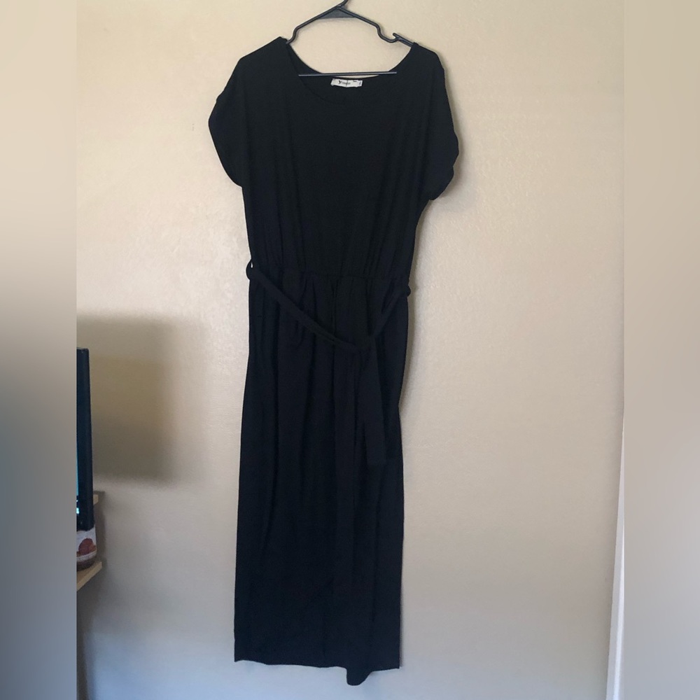 LAST CALL simple Black Dress w/ front slit